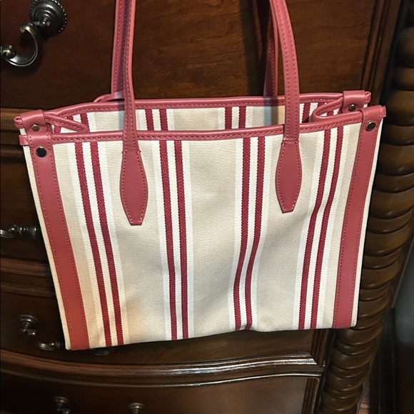 NWOT Kate Spade Market Striped Canvas Medium Tote in red jasper multi - Picture 8 of 8
